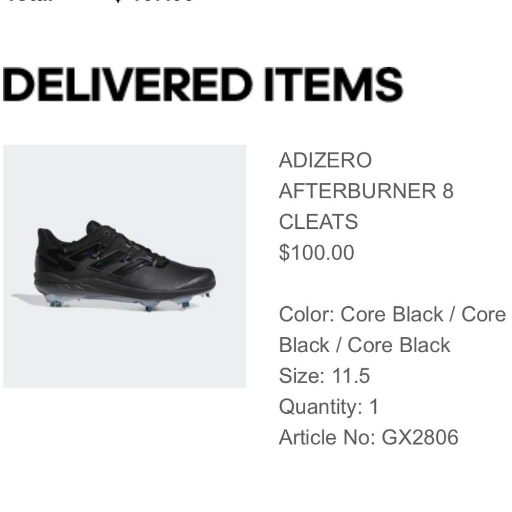 Adidas Adizero Afterburner Cleats in Black